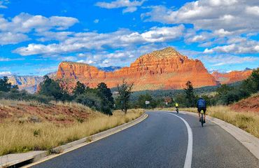 Cyclists riding through Arizona