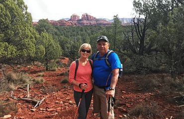 Couple posing in Arizona landscape