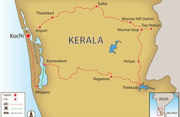 Cycling Kerala's Backroads map