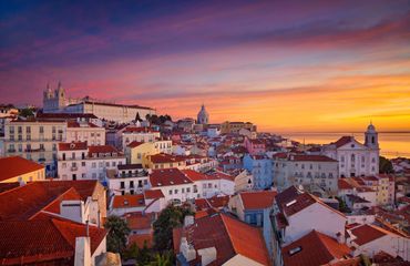 Sunset over Portuguese town