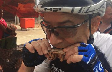 Cyclist eating