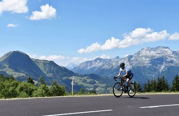 Road biking next to the Alps