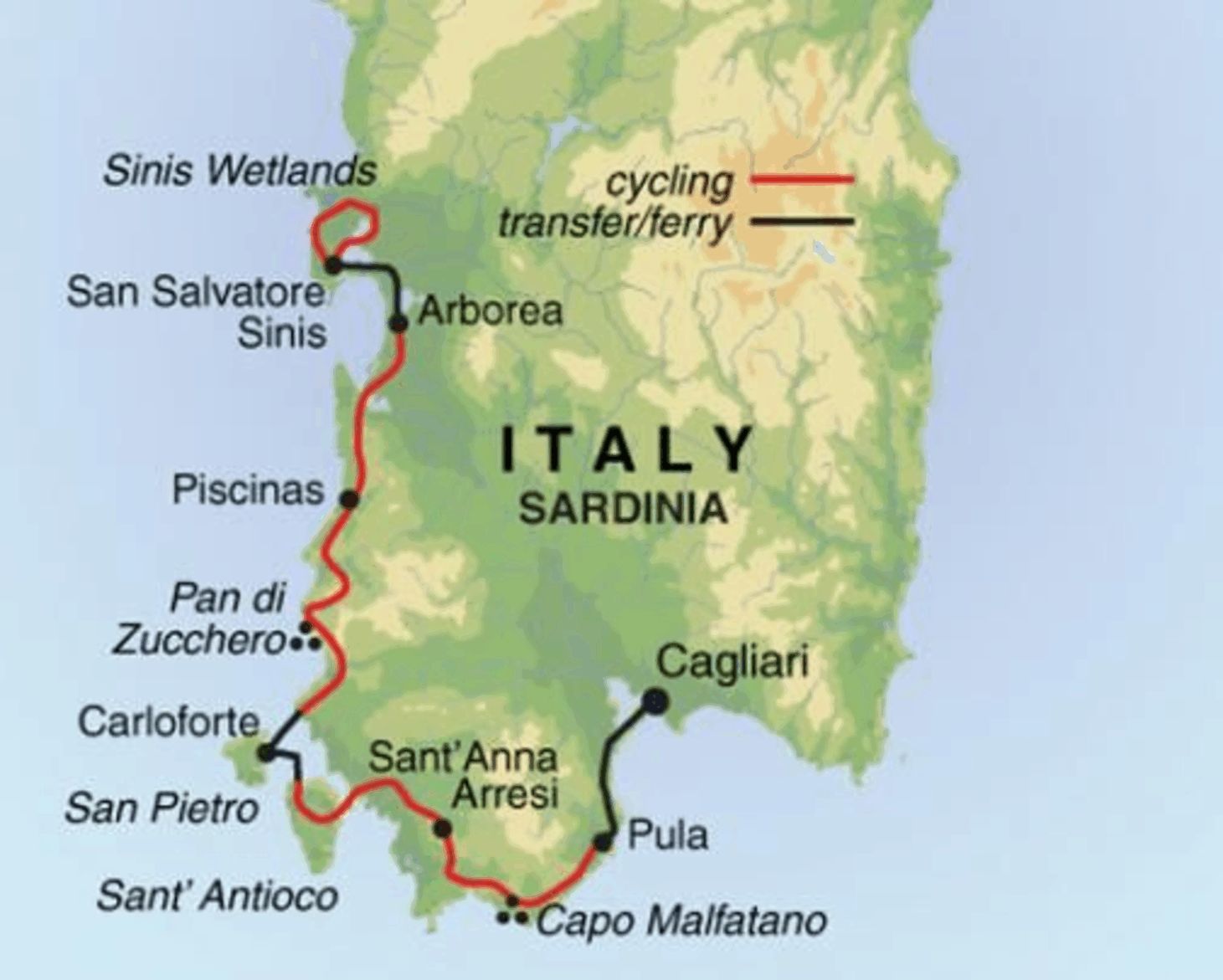 sardinia travel route