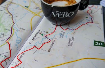 Cup of coffee on map