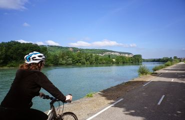 Cycling next to the river