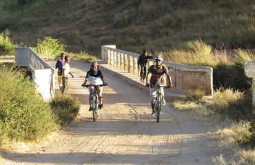 Cycling over a bridge