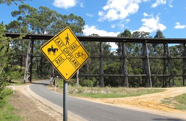 Sign for rail trail and bridge