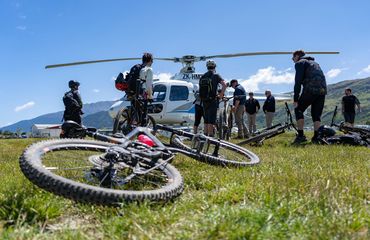 Cyclists and helicopter