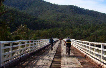 Cycling across rail bridge