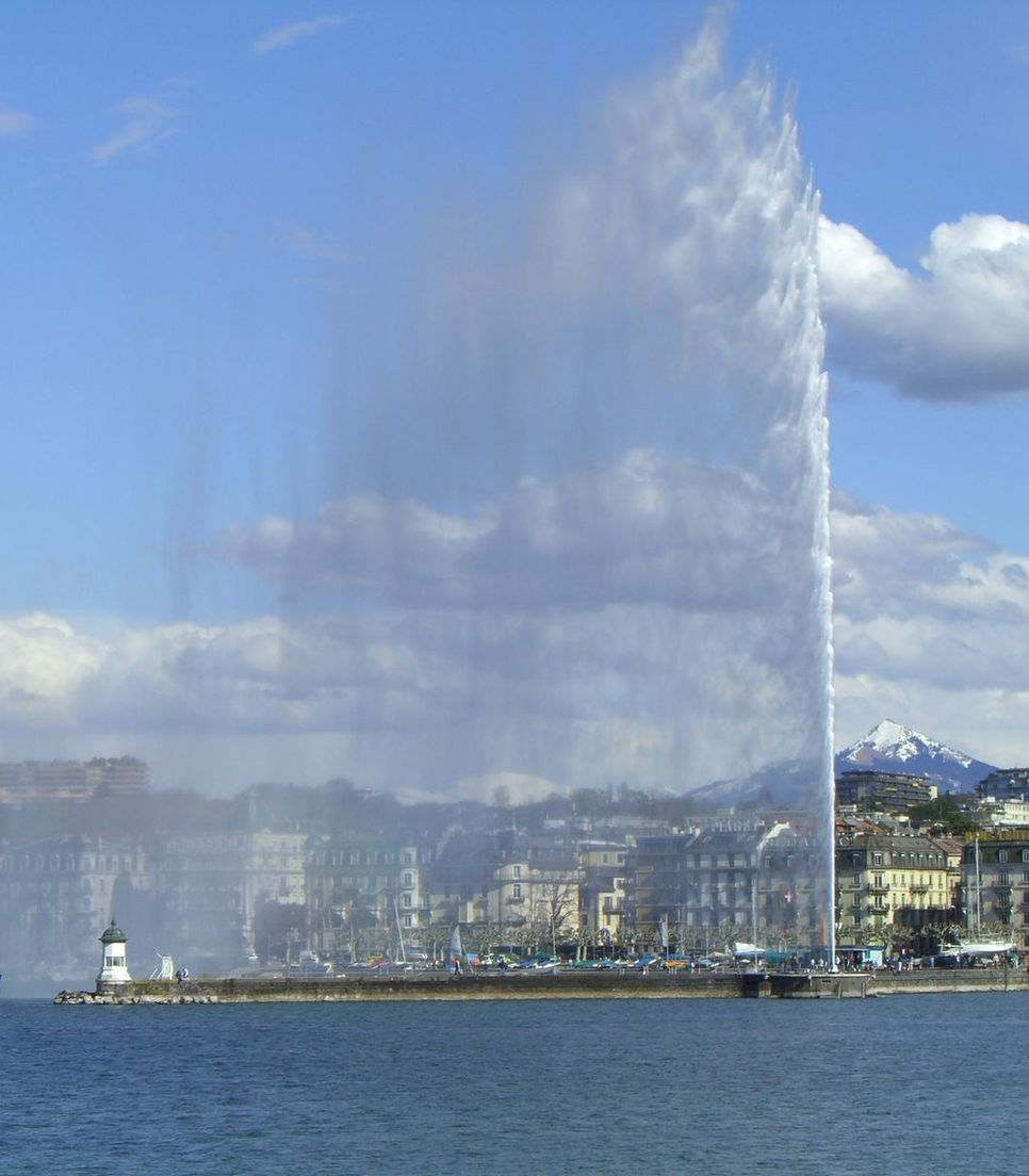 Gaze in awe as you witness how high this water fountain jets water through the air