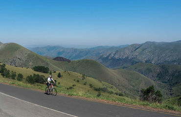 Biking along a ridge road