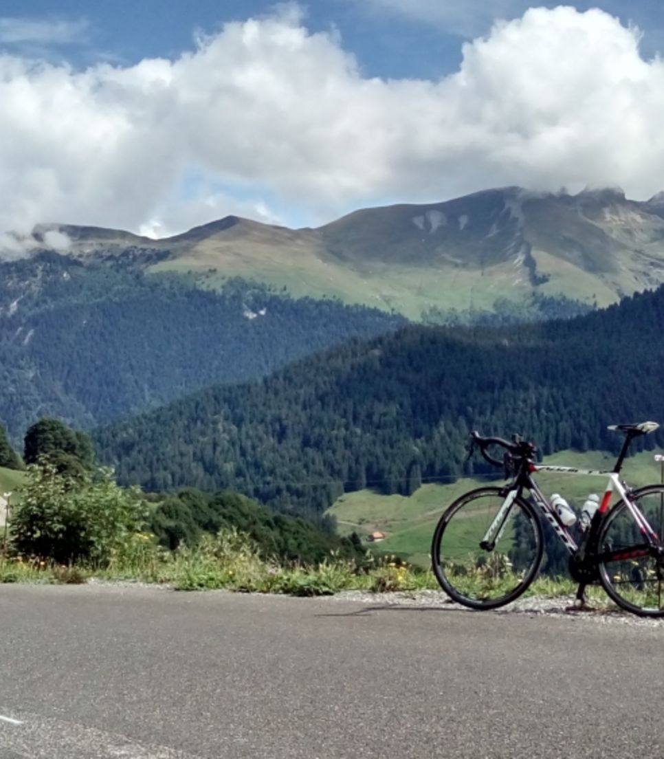 Enjoy the view while riding up Col de la Colombière