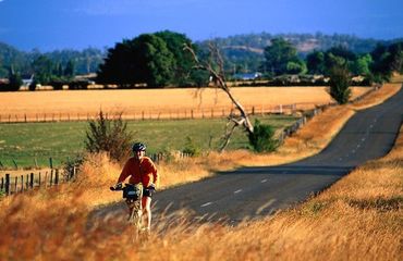 Cycling along rural road