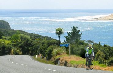 Road cycling on coastal road