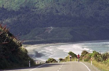 Road cycling on coastal hill road