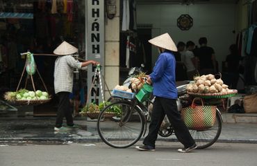 Vietnamese woman with a bike