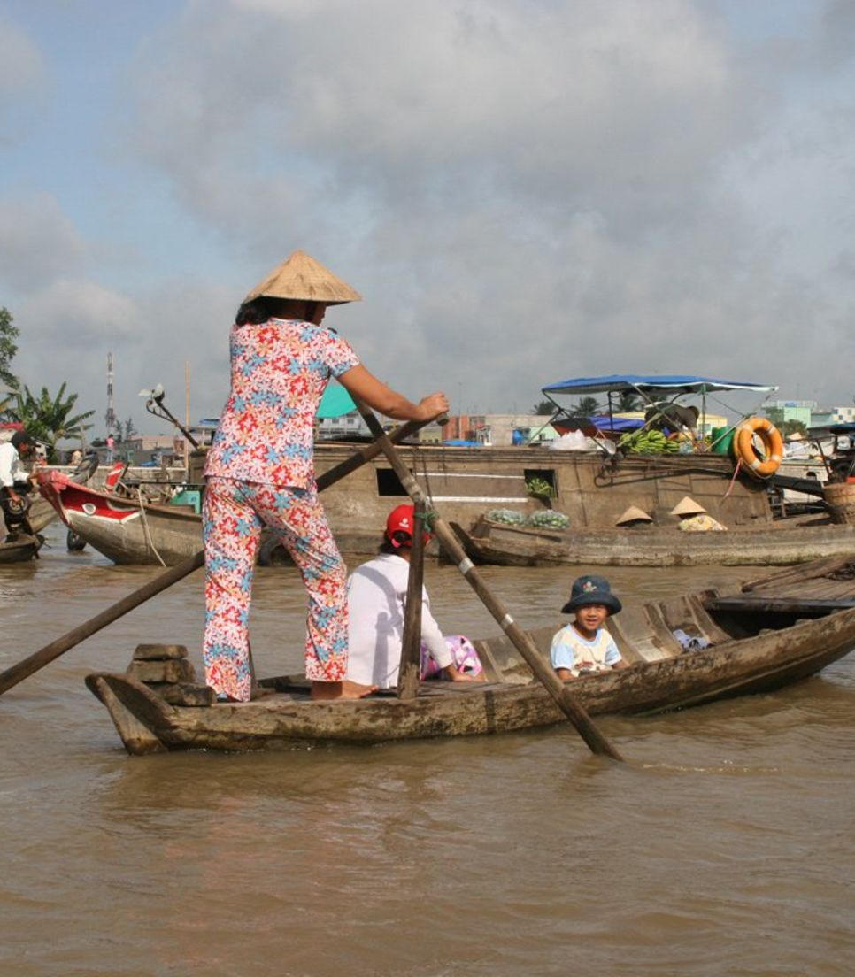 Get up close with the Mekong River and see how Vietnamese life revolves around it