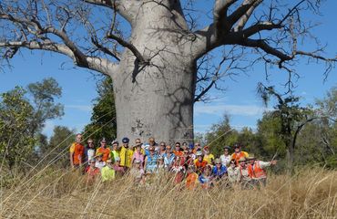 Group standing around Boab tree