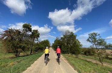 Cycling down rural pathway