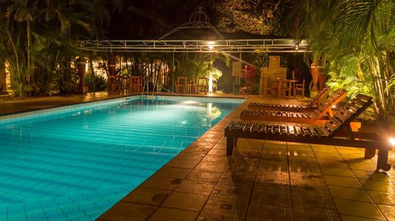 Enjoy a dip in the pool after a day's ride at many of the hotels en route
